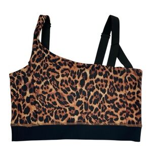 Natori Josie Leopard Sports Bra Top Stretch Adjustable Straps